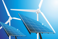 Solar panel against blue sky - free sun energy.